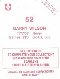 1983 Scanlens VFL Stickers #52 Garry Wilson Back